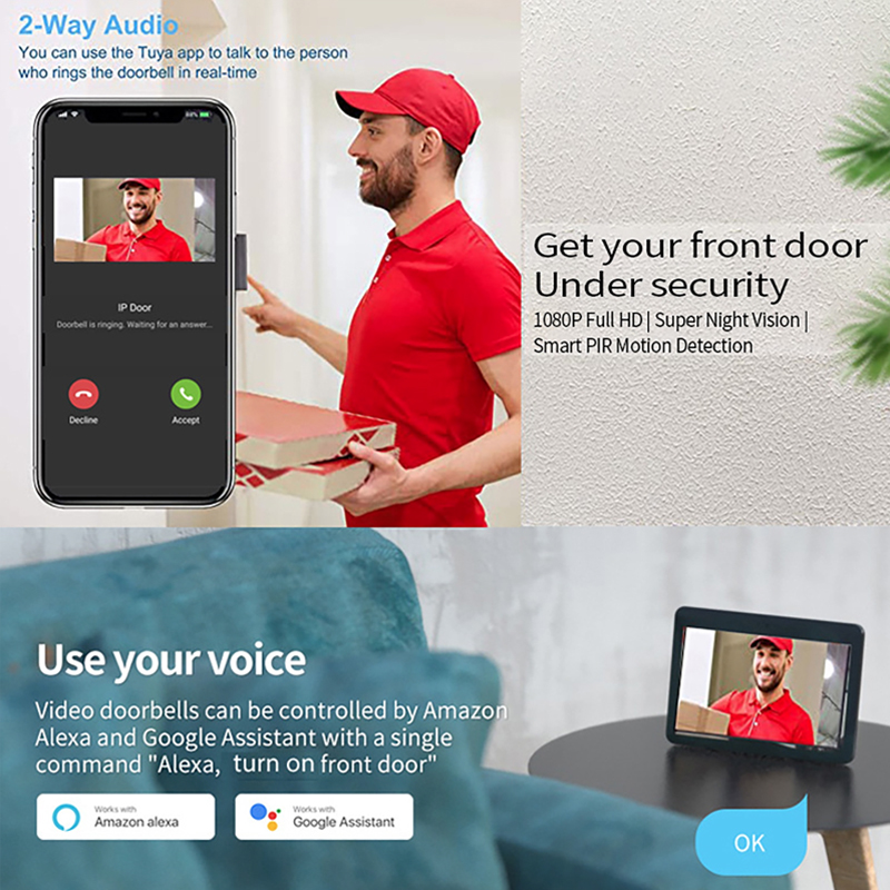 Videocitofono Wi-Fi Tuya 1080P - Smart Home Video Doorbell App recensione e prezzo